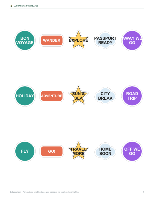 Preview of Printable Travel Stickers